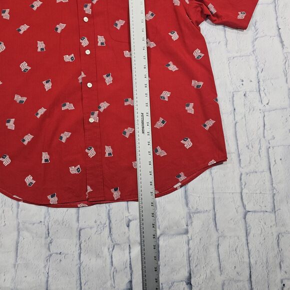 Roundtree & Yorke MENS SIZE XL Red American Flag Button Down Shirt USA - Picture 2 of 9